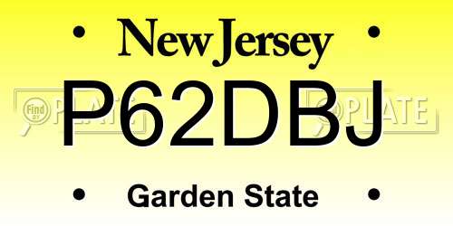 P62DBJ New Jersey License Plate