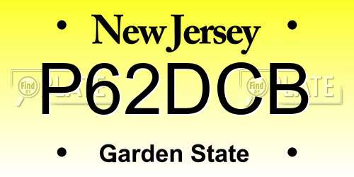 P62DCB New Jersey License Plate