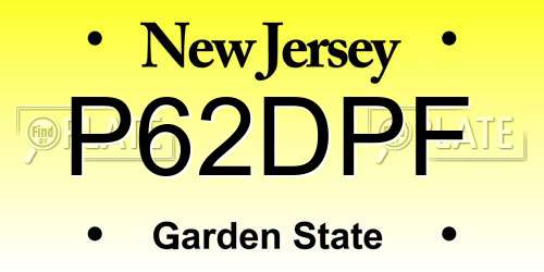 P62DPF New Jersey License Plate