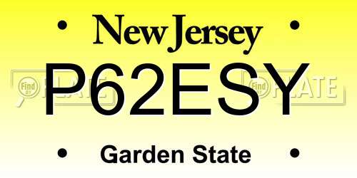 P62ESY New Jersey License Plate