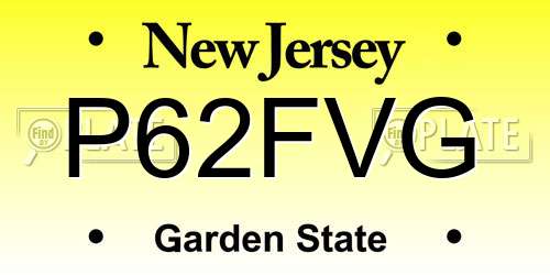 P62FVG New Jersey License Plate