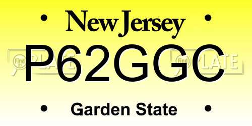 P62GGC New Jersey License Plate