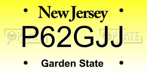 P62GJJ New Jersey License Plate