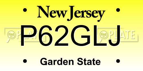 P62GLJ New Jersey License Plate