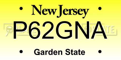 P62GNA New Jersey License Plate