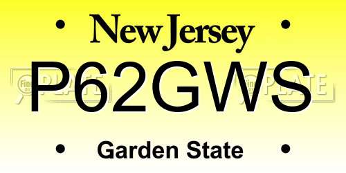P62GWS New Jersey License Plate