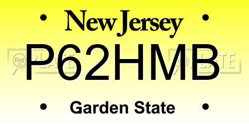 P62HMB New Jersey License Plate