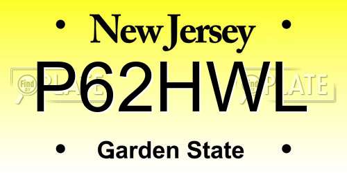 P62HWL New Jersey License Plate