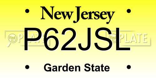 P62JSL New Jersey License Plate