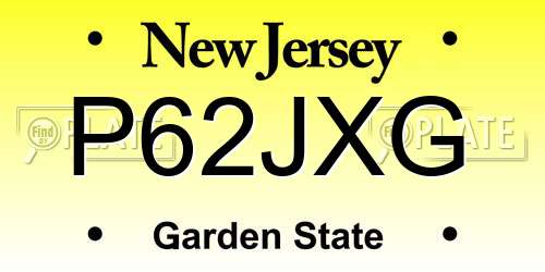 P62JXG New Jersey License Plate