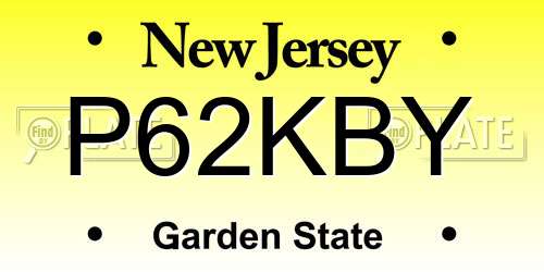 P62KBY New Jersey License Plate