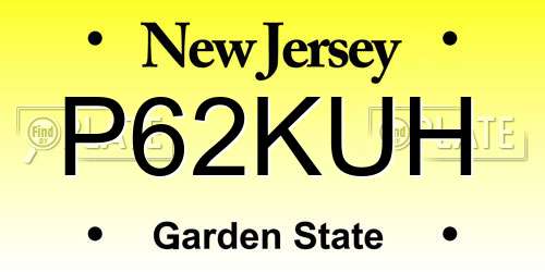 P62KUH New Jersey License Plate
