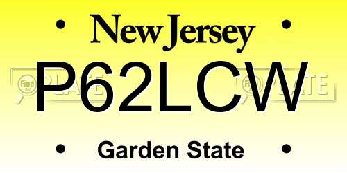 P62LCW New Jersey License Plate