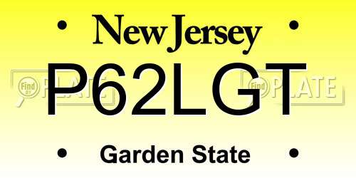 P62LGT New Jersey License Plate