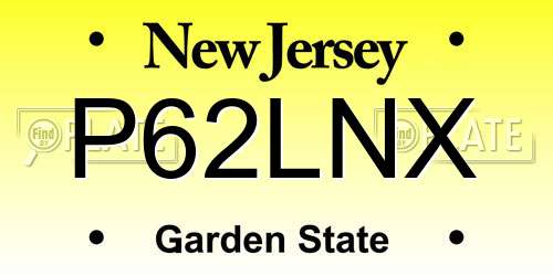 P62LNX New Jersey License Plate