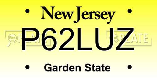 P62LUZ New Jersey License Plate