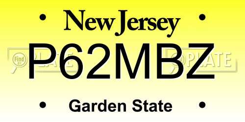 P62MBZ New Jersey License Plate