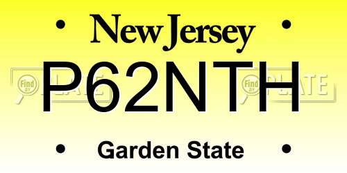 P62NTH New Jersey License Plate