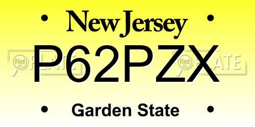 P62PZX New Jersey License Plate