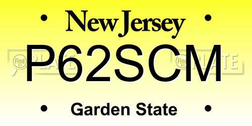 P62SCM New Jersey License Plate