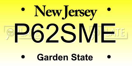 P62SME New Jersey License Plate