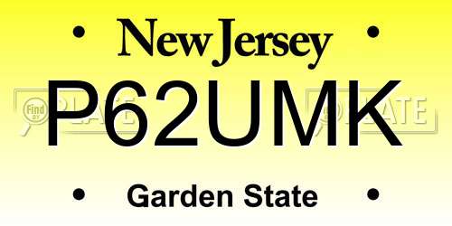 P62UMK New Jersey License Plate