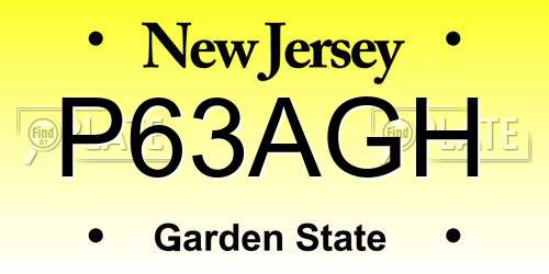 P63AGH New Jersey License Plate