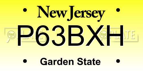P63BXH New Jersey License Plate