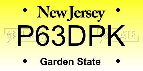 P63DPK New Jersey License Plate