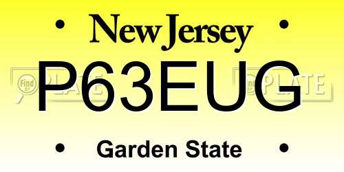 P63EUG New Jersey License Plate