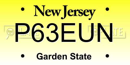P63EUN New Jersey License Plate