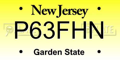P63FHN New Jersey License Plate