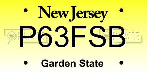 P63FSB New Jersey License Plate