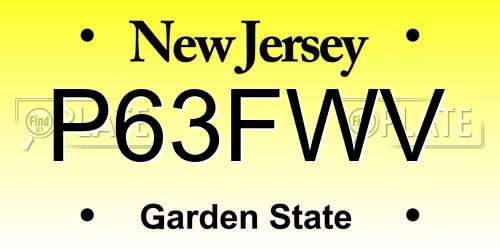 P63FWV New Jersey License Plate