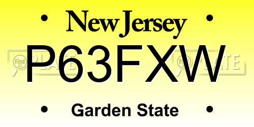 P63FXW New Jersey License Plate