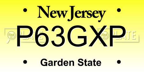 P63GXP New Jersey License Plate