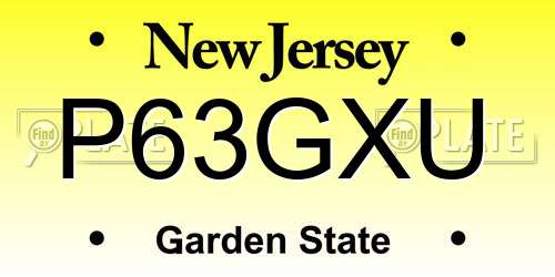 P63GXU New Jersey License Plate