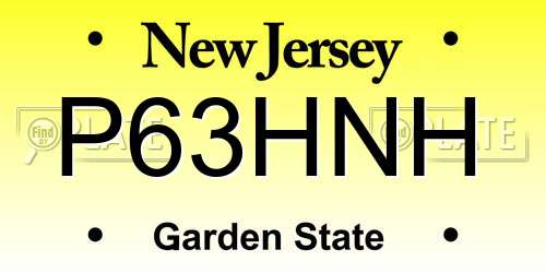 P63HNH New Jersey License Plate