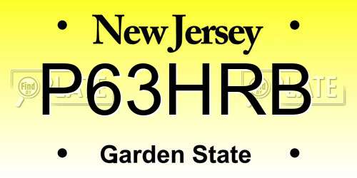 P63HRB New Jersey License Plate