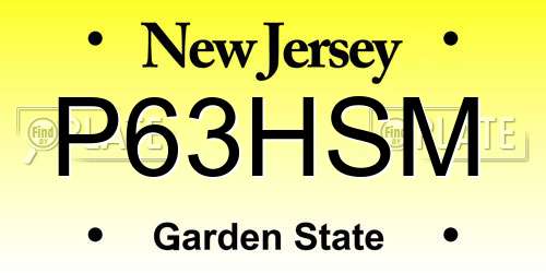 P63HSM New Jersey License Plate