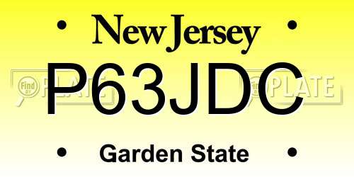 P63JDC New Jersey License Plate