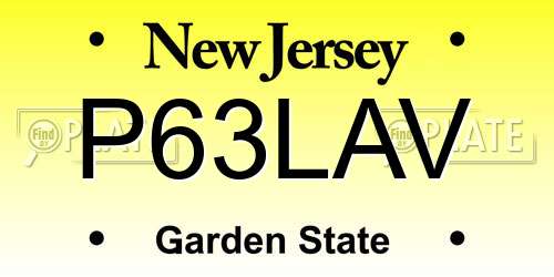 P63LAV New Jersey License Plate