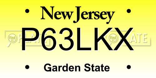 P63LKX New Jersey License Plate