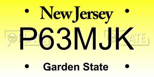 P63MJK New Jersey License Plate