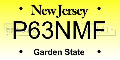 P63NMF New Jersey License Plate