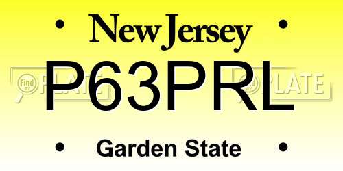 P63PRL New Jersey License Plate