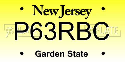 P63RBC New Jersey License Plate