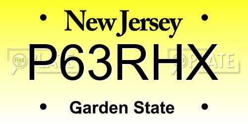 P63RHX New Jersey License Plate