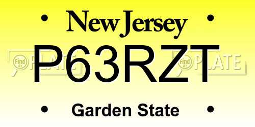 P63RZT New Jersey License Plate