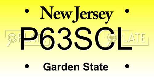 P63SCL New Jersey License Plate